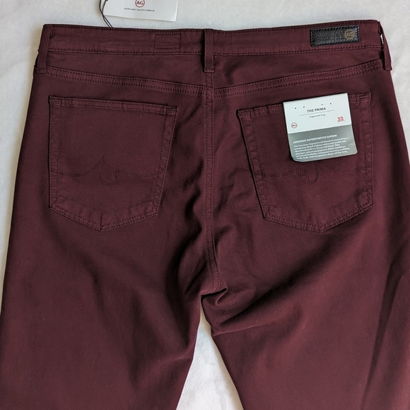 AG The Prima Jean High Rise Skinny Cigarette Stretch Sateen Deep Currant 32 NWT - Picture 9 of 16